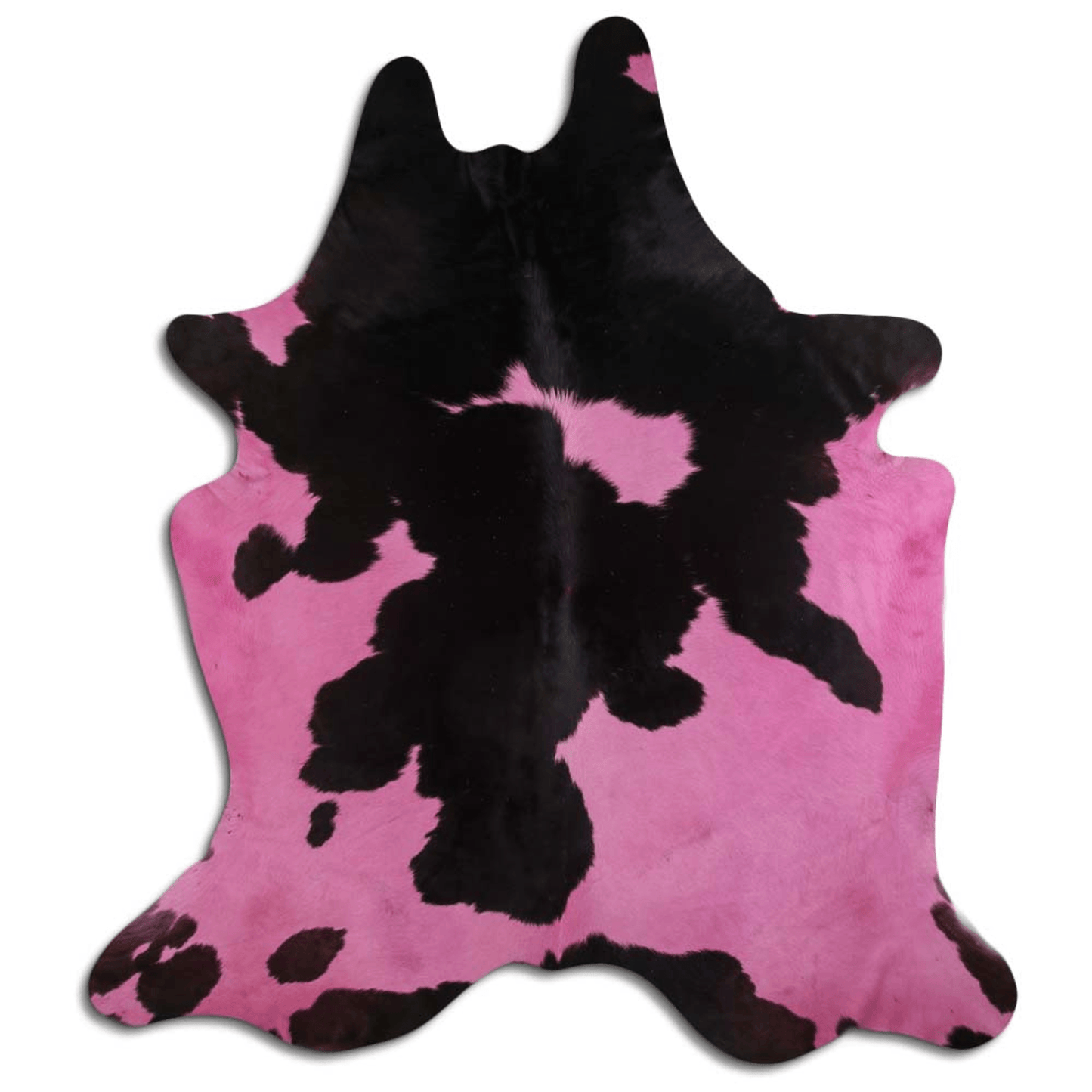 Dyed Fuchsia Cowhide Area Rug On Black And White
