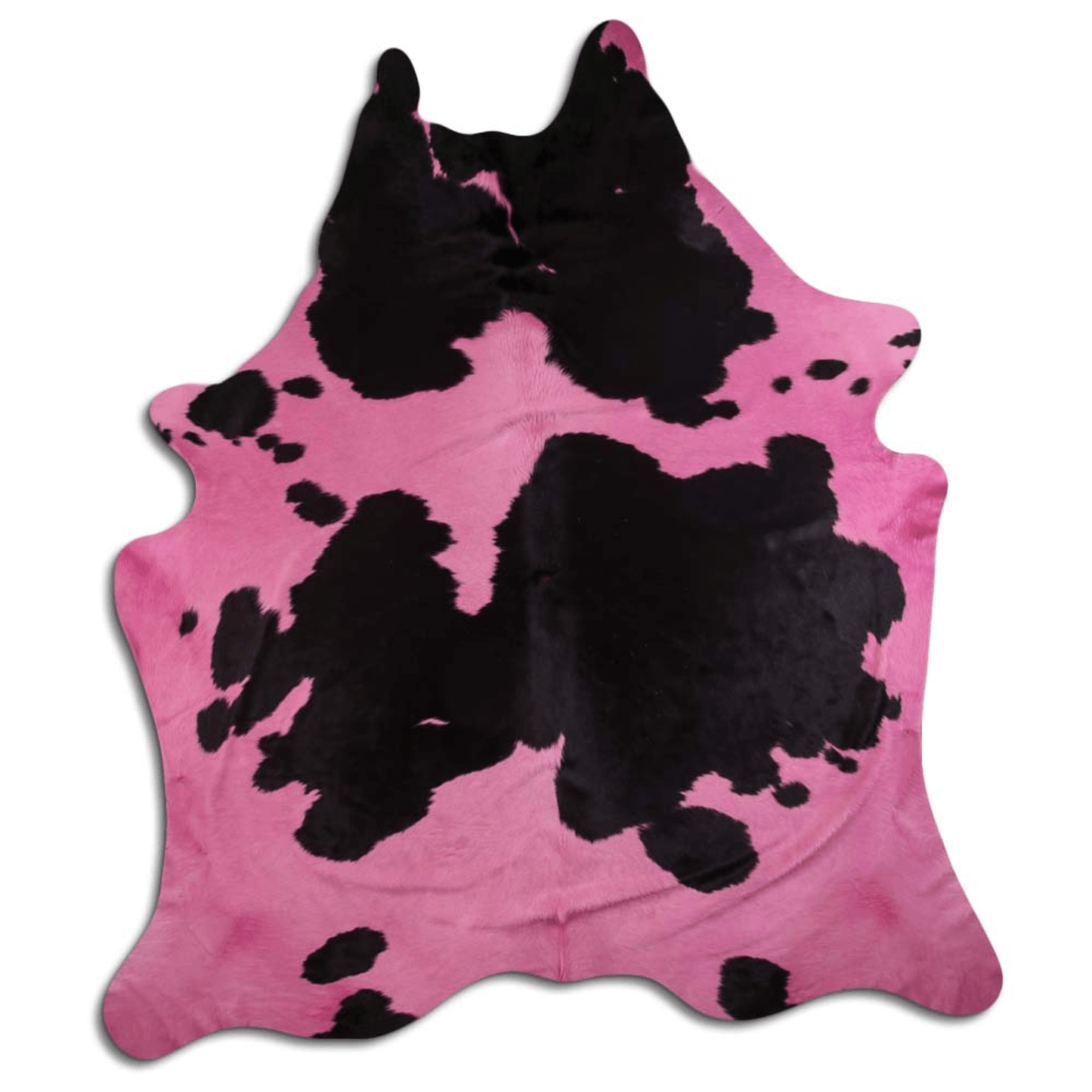 Dyed Fuchsia Cowhide Area Rug On Black And White