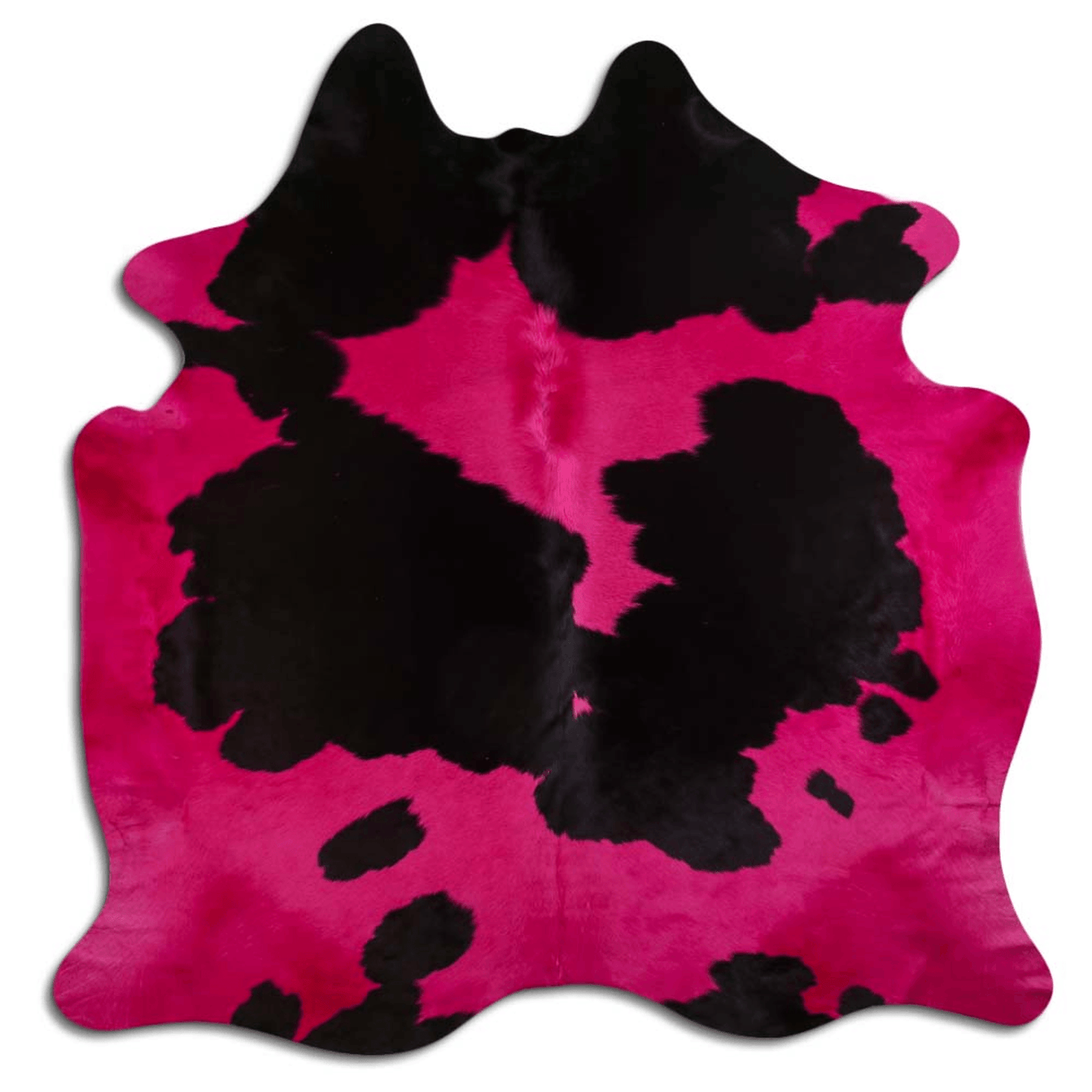 Dyed Hot Pink & Black Cowhide Area Rug - 32-45 Square Feet