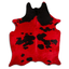 Dyed Red And Black/White Cowhide Area Rug – Grade A, 32-45 Sq Ft