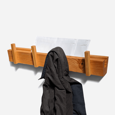 Upcycled Wood Coatrack With Mail Storage