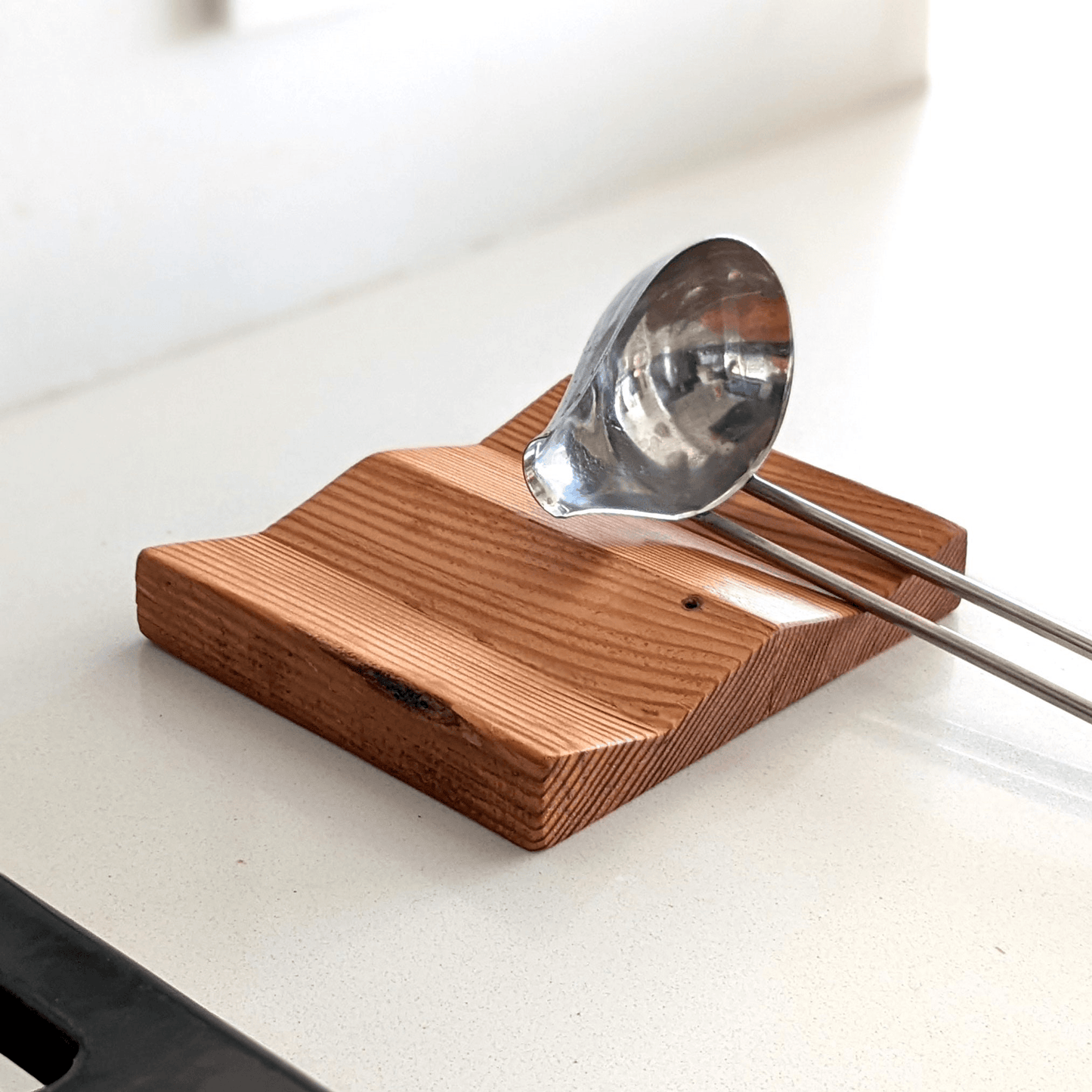 Elegant Doug Fir Wood Spoon Rest With Two Utensil Spaces