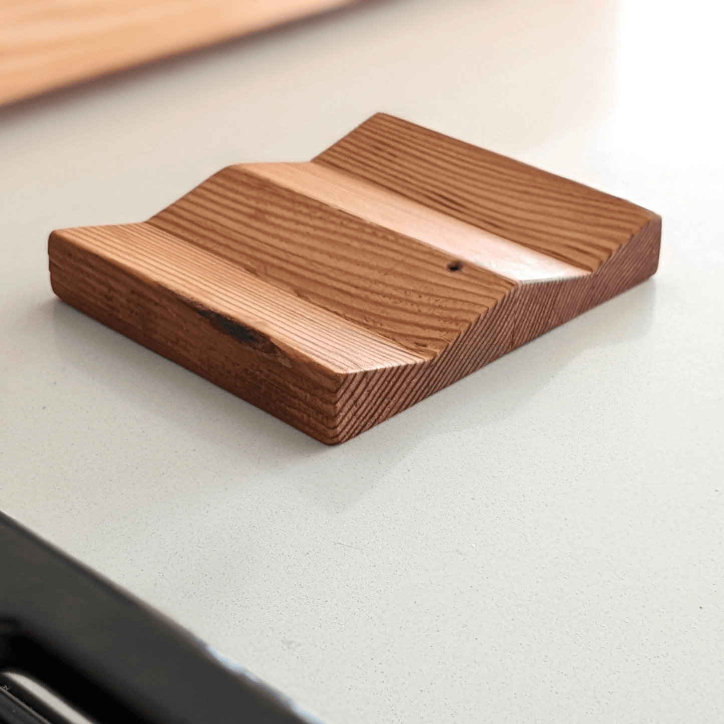 Elegant Doug Fir Wood Spoon Rest With Two Utensil Spaces