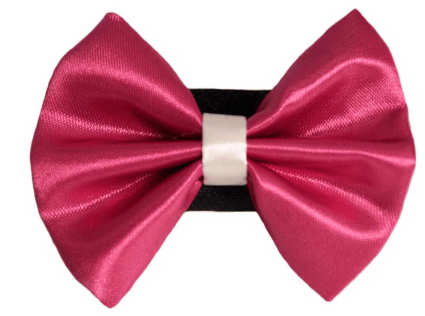 Elegant Satin Wedding Bow with White Trim and Velcro Fastener