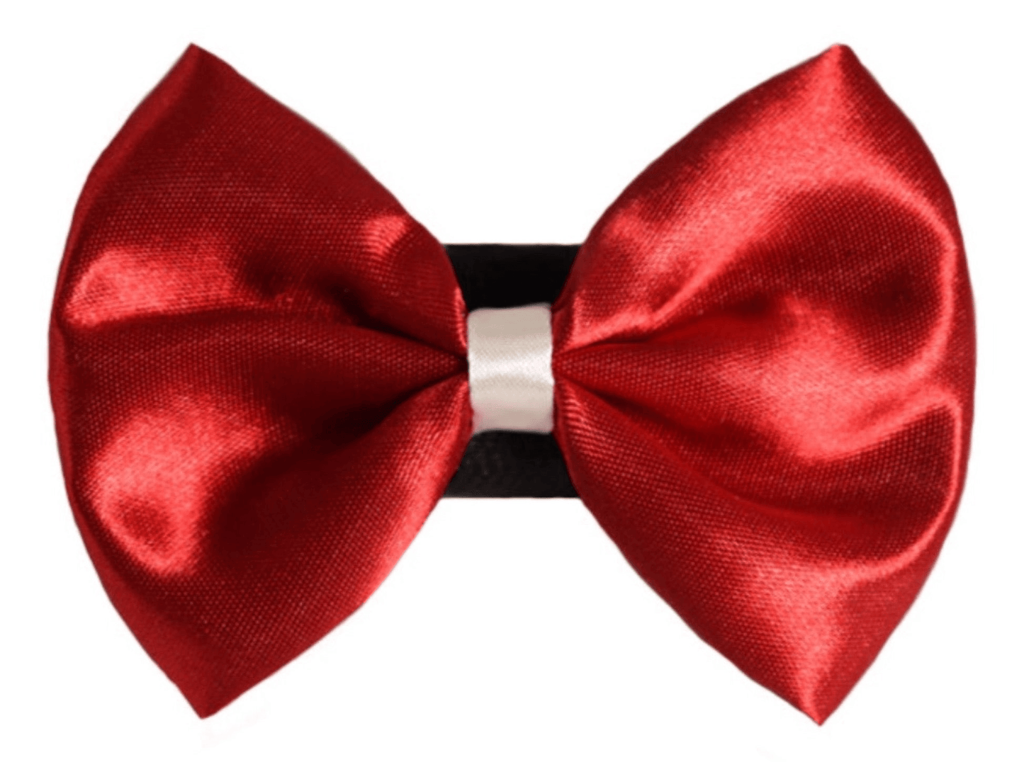 Elegant Satin Wedding Bow with White Trim and Velcro Fastener