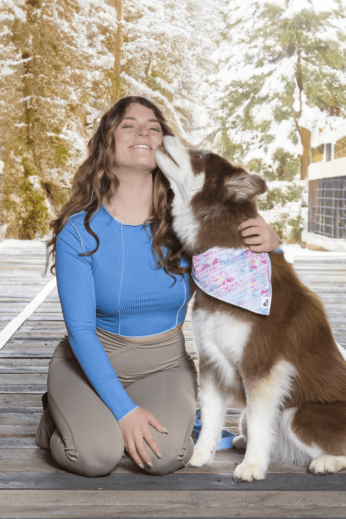 Winter's Orchid Oasis Dog Bandana and Keychain Set