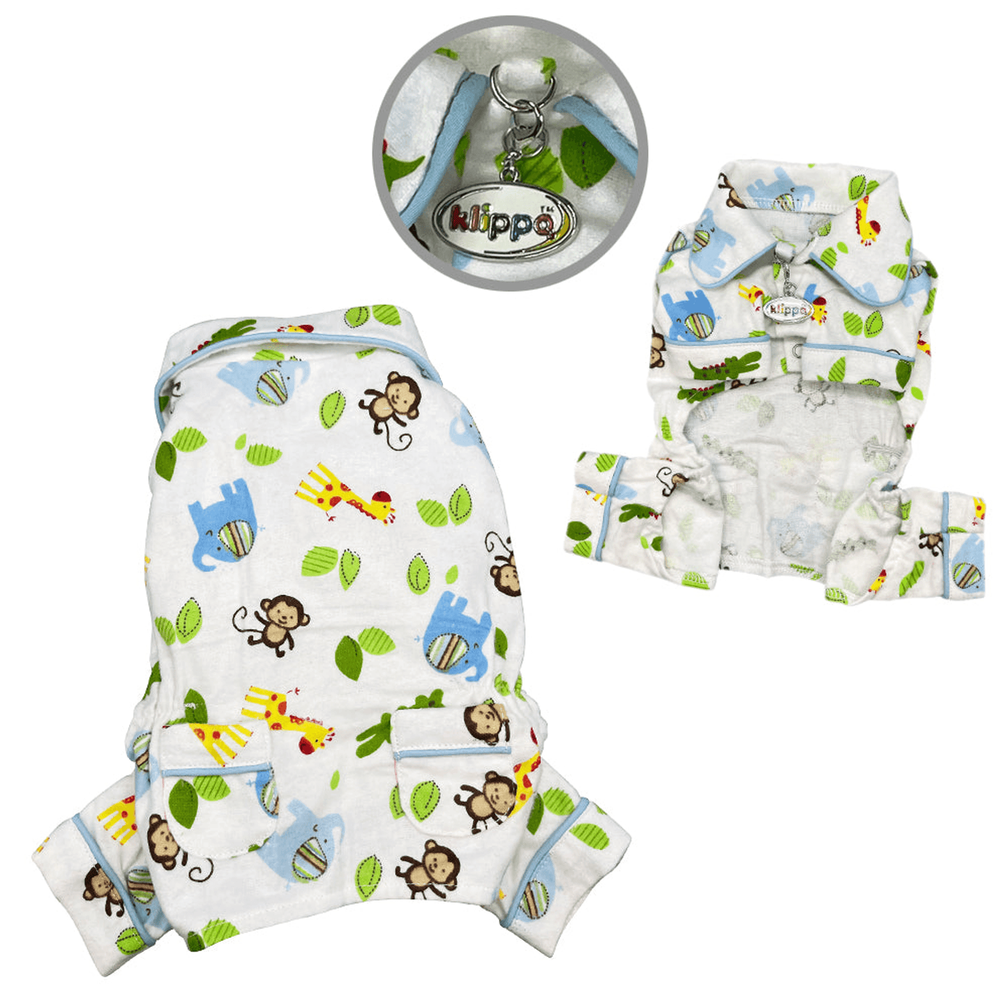 Zoo Animal Print Cotton Flannel Pajamas with Pockets