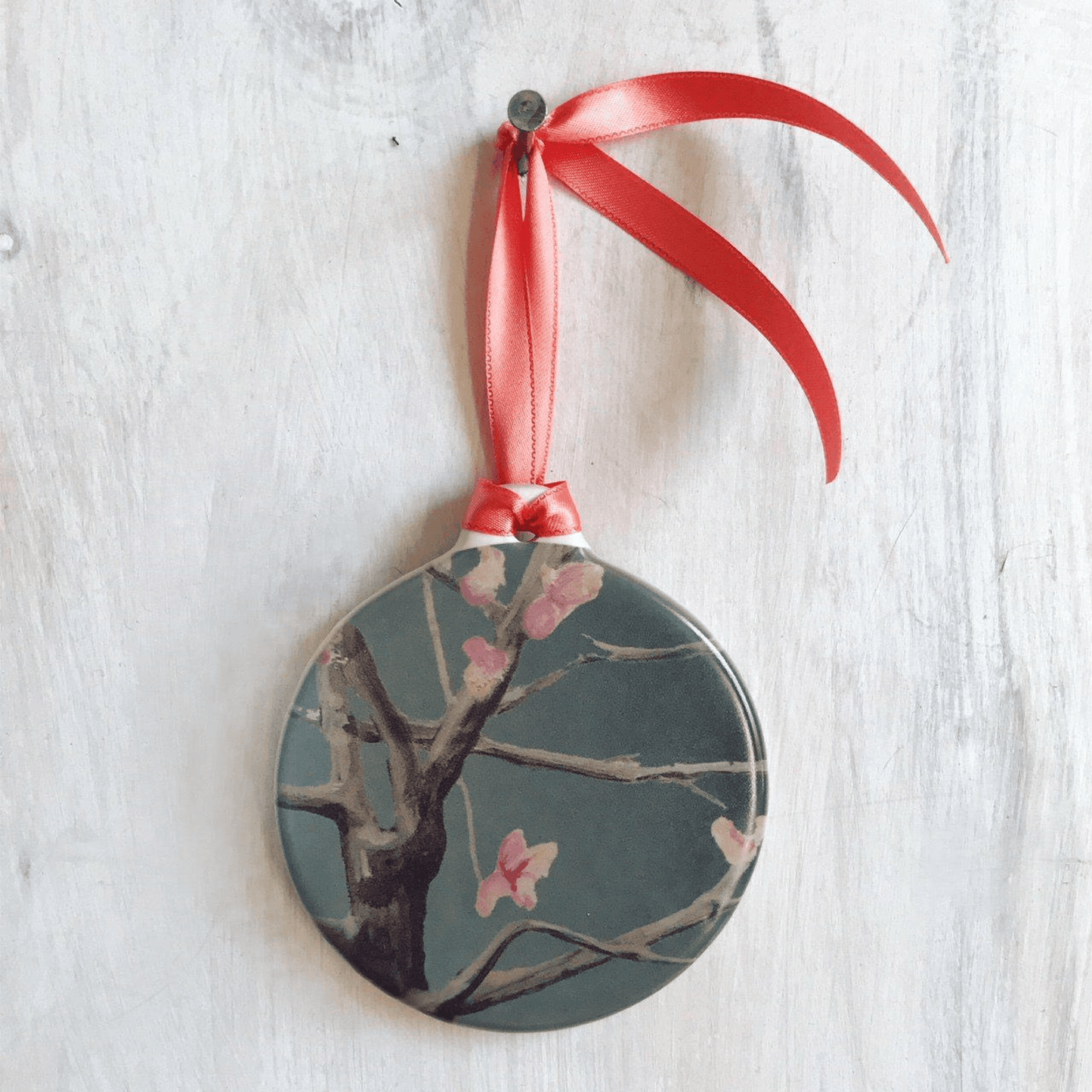 Elegant Porcelain Room Ornament With Satin Ribbon