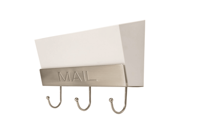 Fantashome Wall-Mounted Metal Hook Rack With Mail Holder – 3 Hooks, Satin Nickel Finish