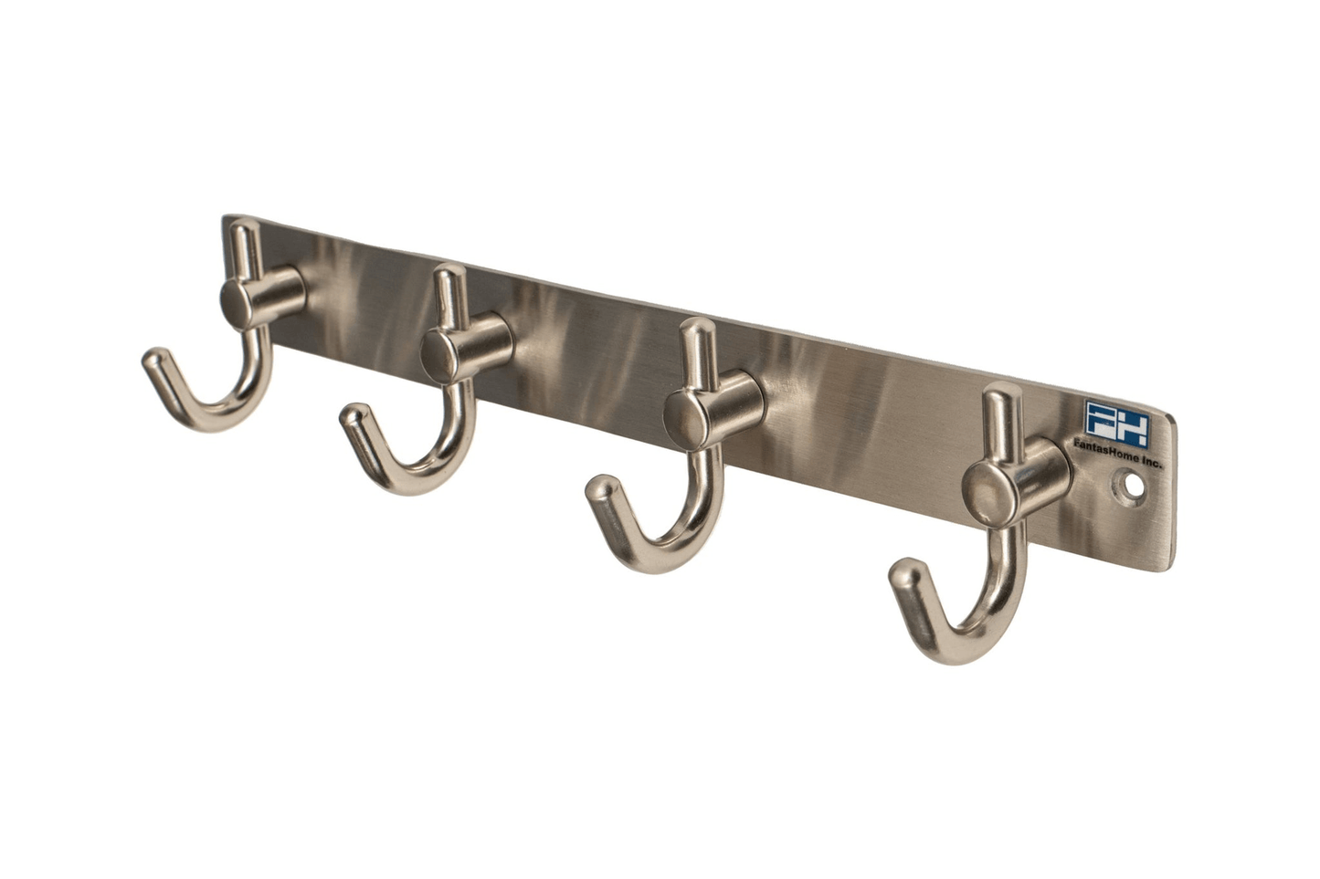 Fantashome 12" Stainless Steel Wall-Mounted Hook Rack With 4 Hooks - Silver