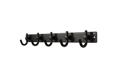 Fantashome 15-Inch Black Wall Mounted Metal Hook Rack With 5 Hooks