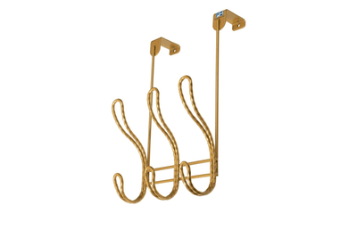 Fantashome Elegant Twisted Design Over The Door Hook Rack - Gold, 6 Hooks