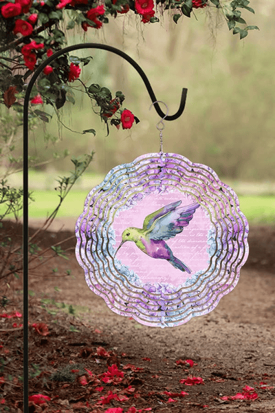 Pink And Purple Hummingbird Double-Sided Wind Spinner