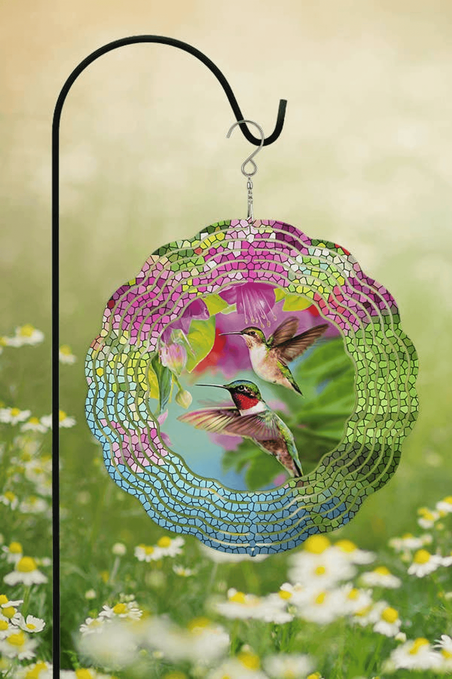 Spring Home Decor 10 Inch Double-Sided Hummingbird Wind Spinner