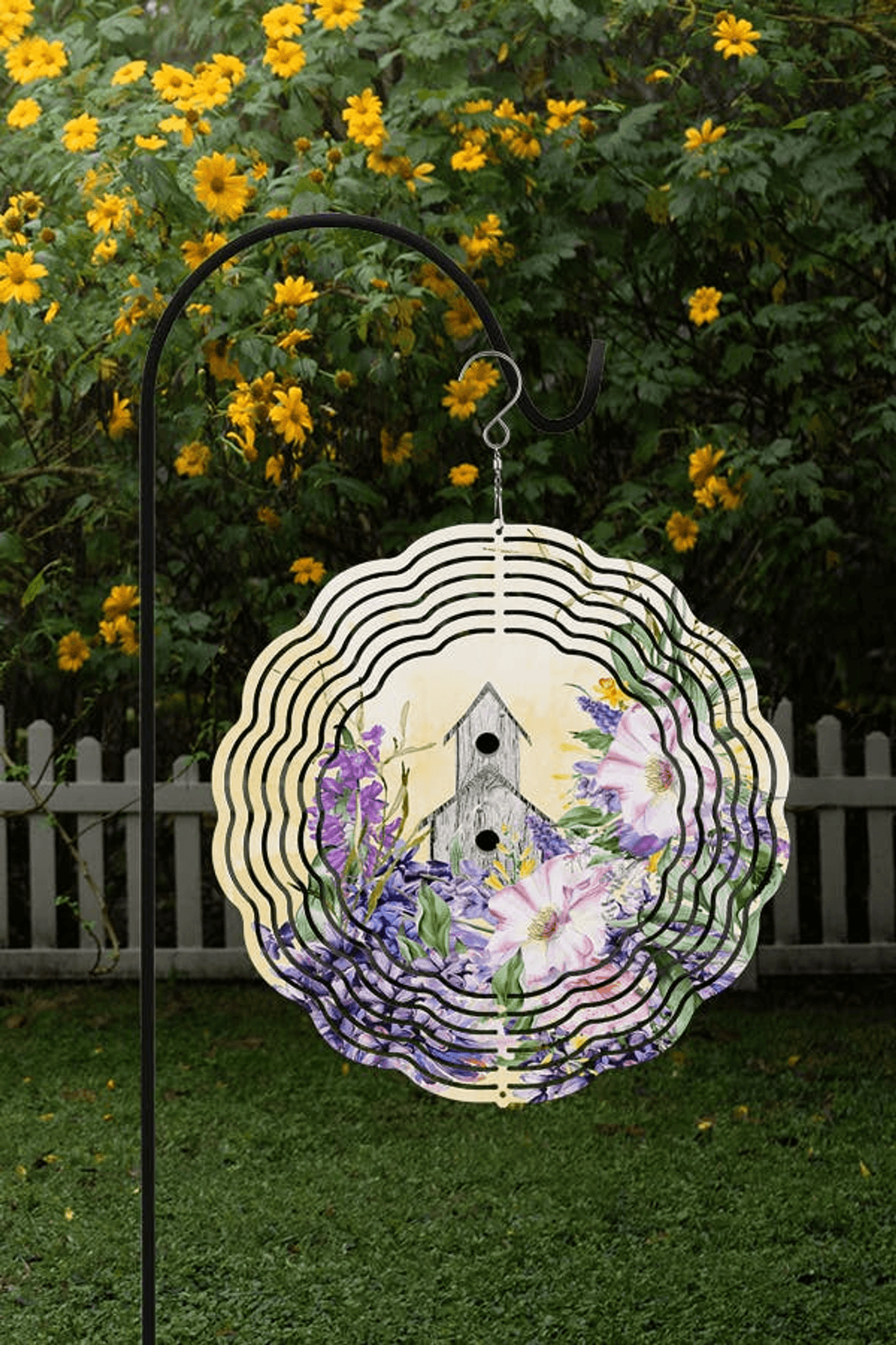 Double-Sided Yellow Flower Wind Spinner For Home And Garden Decor