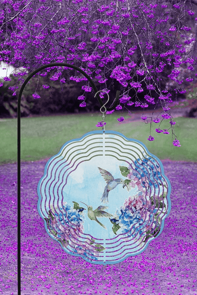 Spring Hydrangea Hummingbirds Double-Sided Wind Spinner