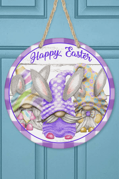 Purple Plaid Gnomes Easter Wall And Door Hanger