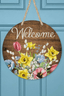 Welcome Floral Mdf Wood Wall Sign And Door Hanger