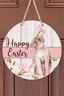 Elegant Pink Stripe Bunny Easter Door Hanger