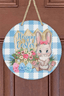 Easter Blue Plaid Bunny Eggs Door Hanger