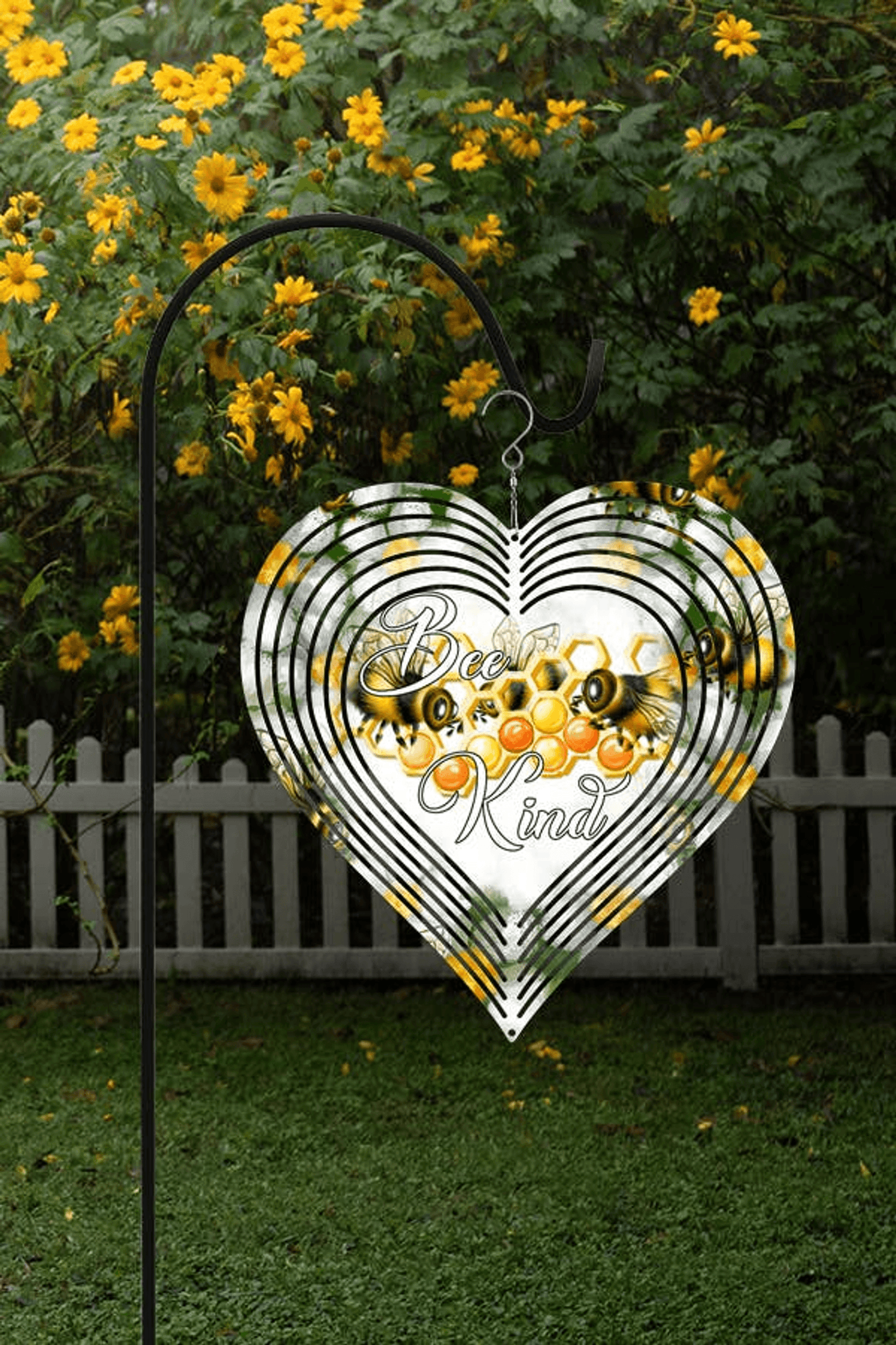 Be Kind Garden Heart Wind Spinner - 10 Inch Aluminium Double-Sided Décor