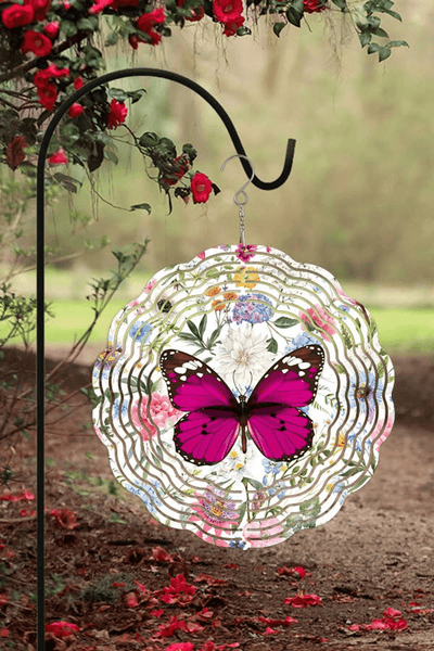 Double-Sided Pink Butterfly Wind Spinner For Spring Home And Garden Decor