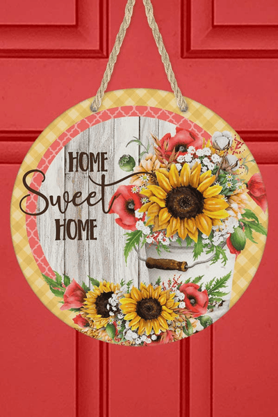 Home Sweet Home Sunflower Round Wall Sign & Door Hanger