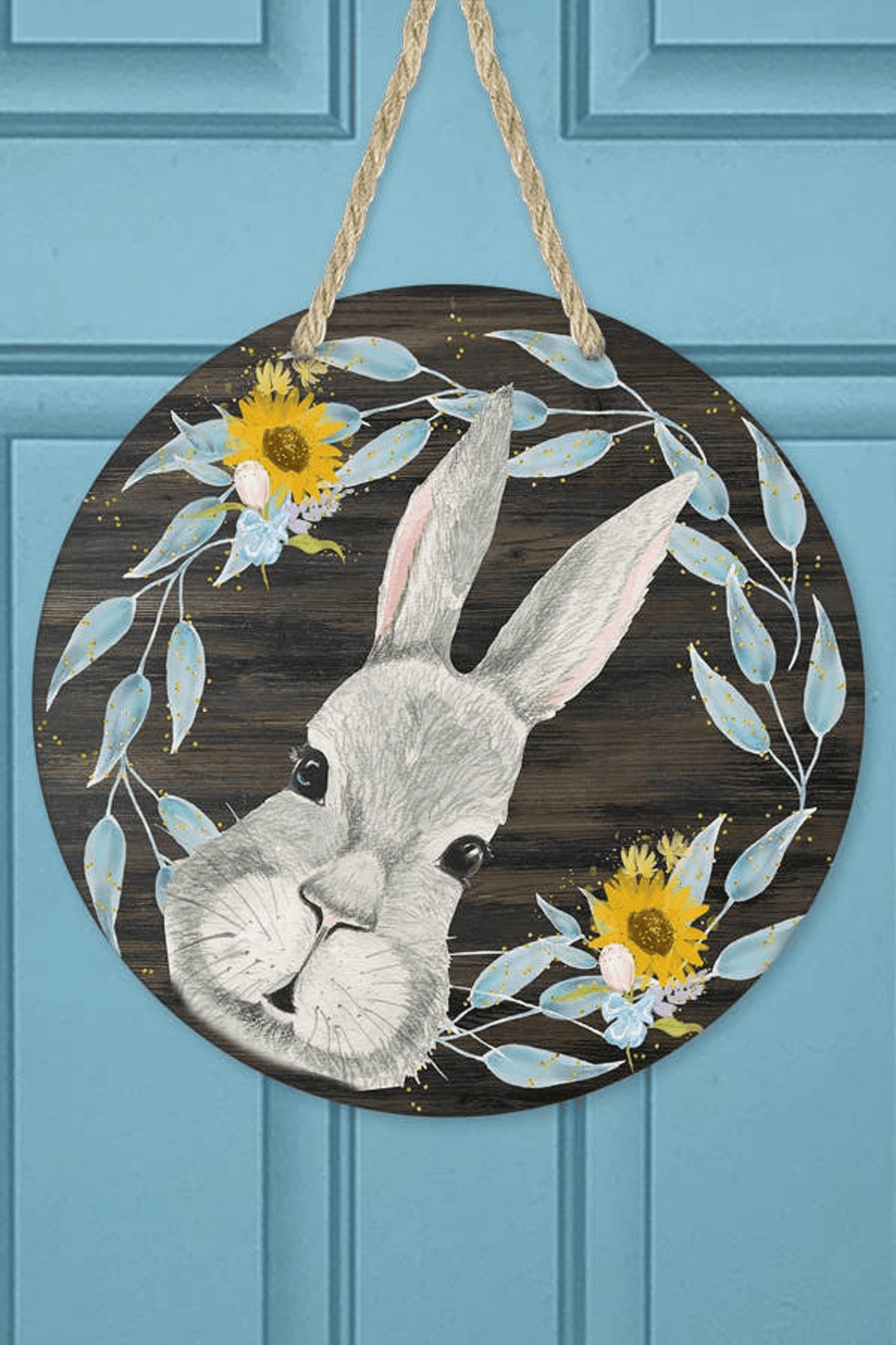 Easter Bunny Face Floral Wall And Door Sign Hanger