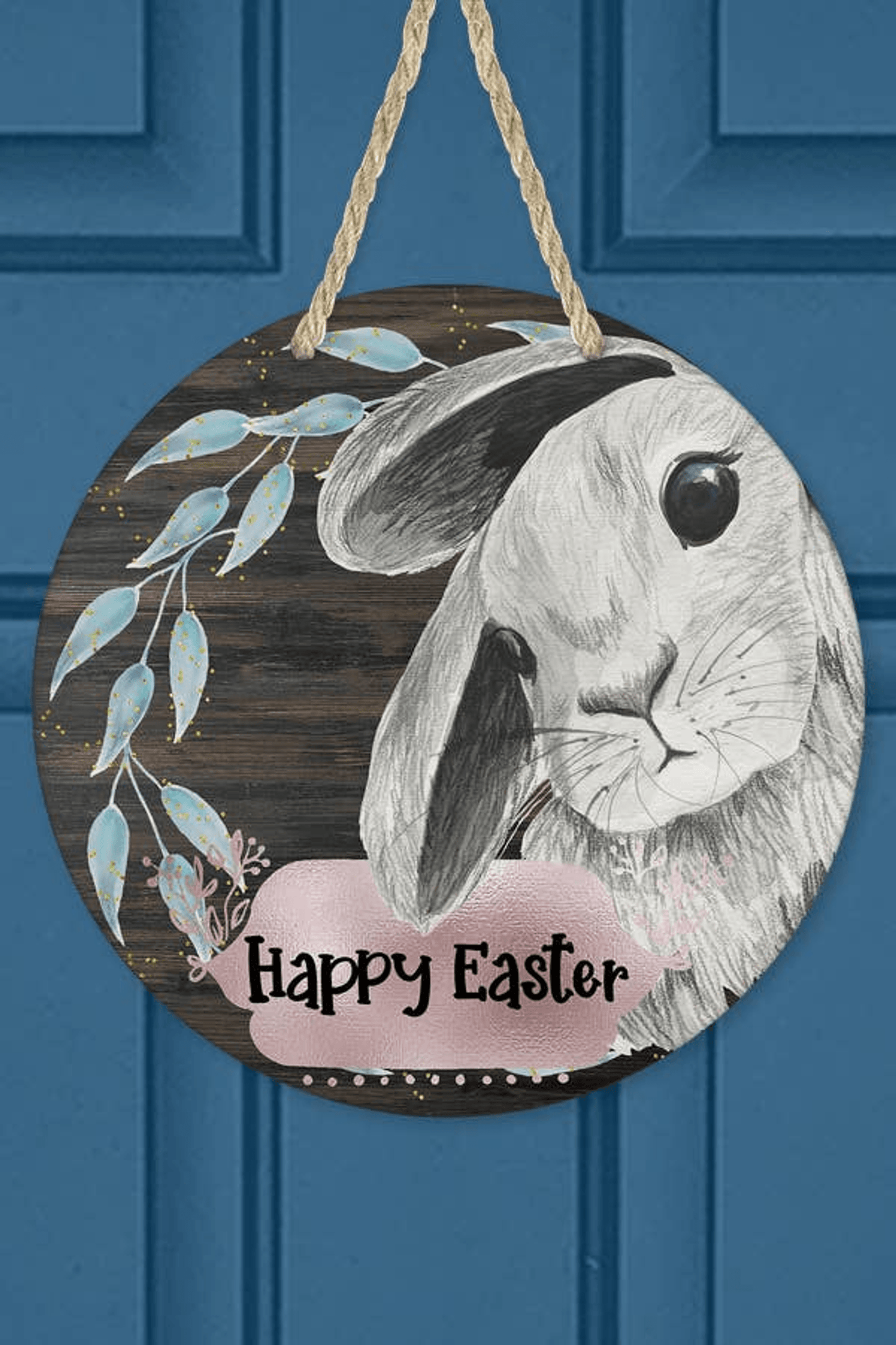 Grey Bunny Easter Wall And Door Sign Hanger