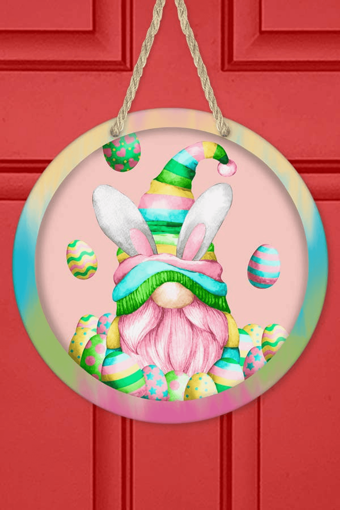 Easter Pink Gnome Wall And Door Sign Hanger