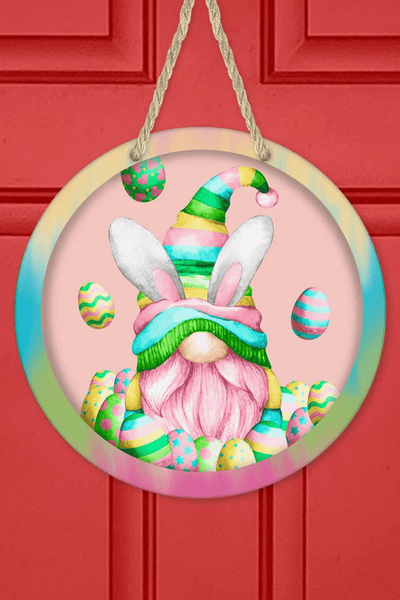 Easter Pink Gnome Wall And Door Sign Hanger