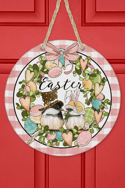 Pink Floral Easter Bird Wall And Door Hanger