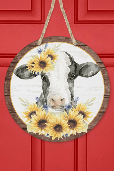 Spring/Summer Cow & Sunflower Mdf Wall Sign