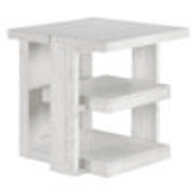 Dover 24" Large Square End Table With Storage Shelves In Cerused White Oak