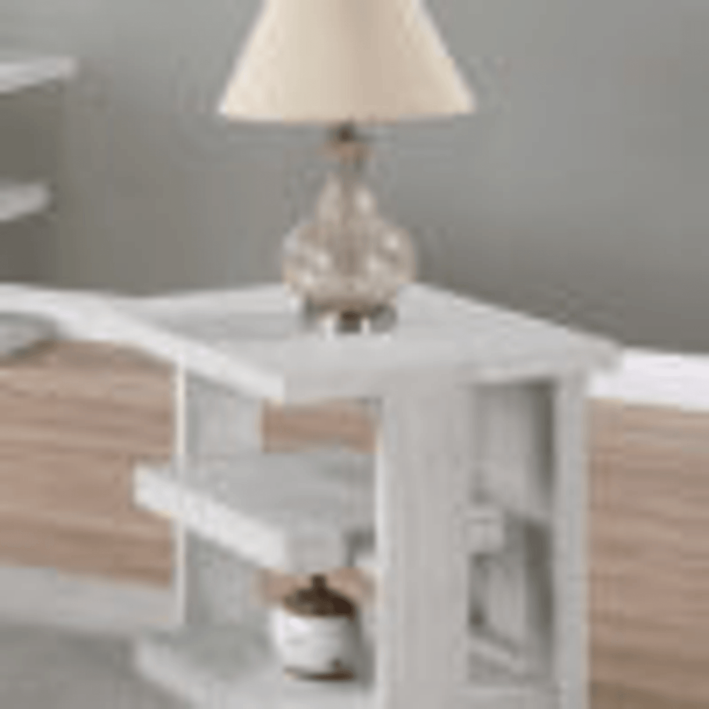 Dover 24" Large Square End Table With Storage Shelves In Cerused White Oak
