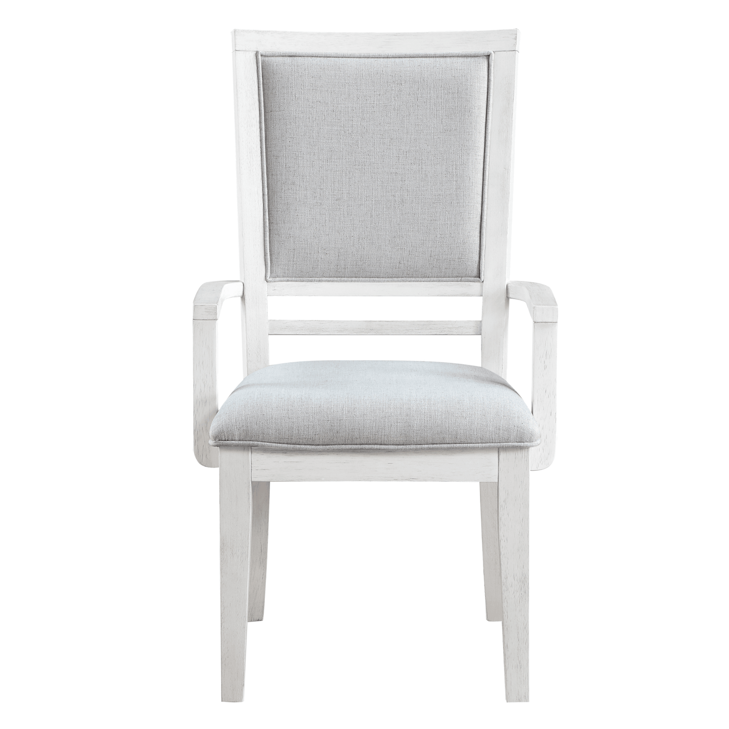 Dover Padded Upholstered Dining Chair With Arms – Set Of 2 In Cerused White Oak