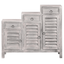 Cottage Three-Tiered Distressed Light Gray Shutter Cabinet