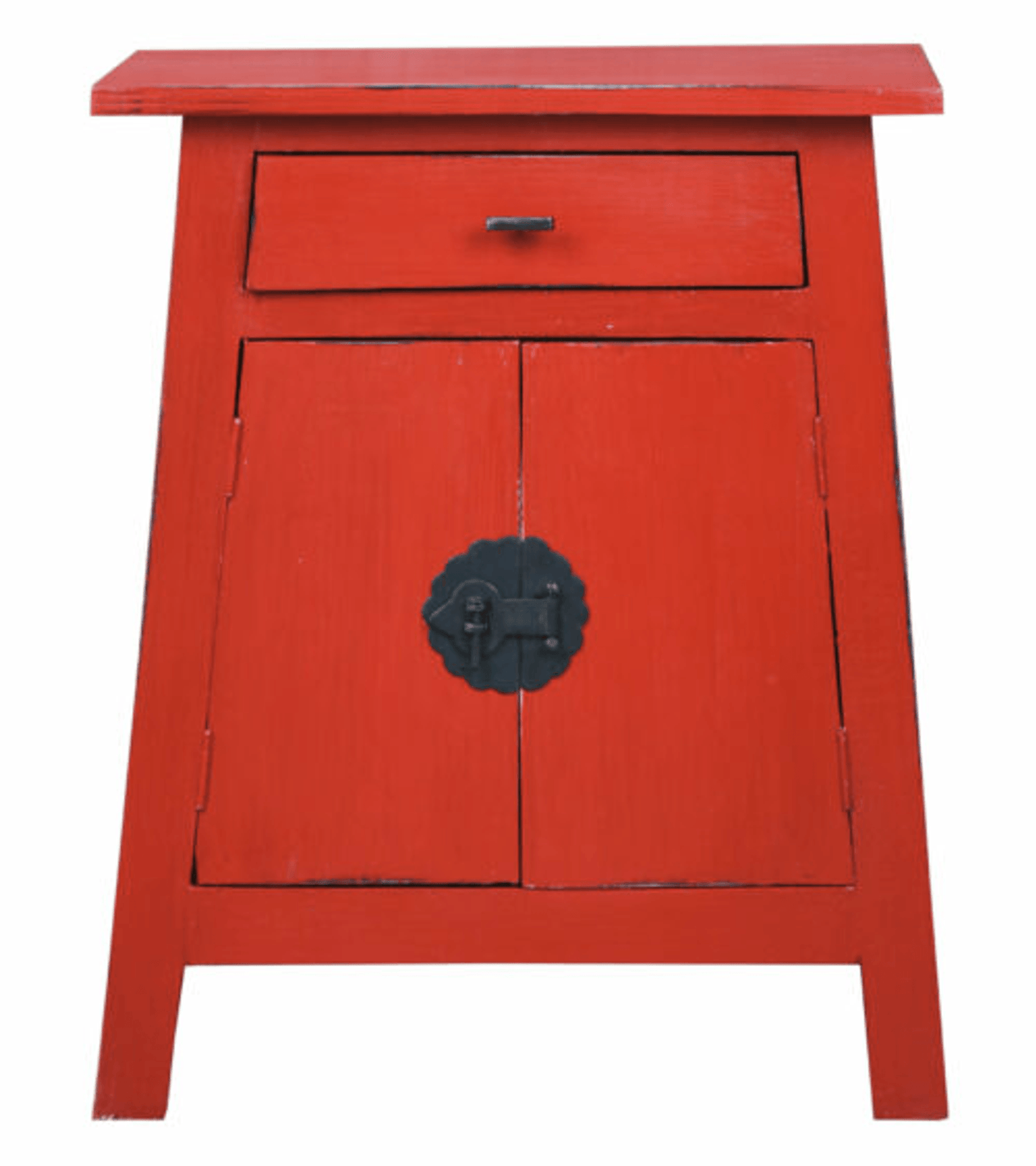 Zen Solid Wood End Table In Distressed Red
