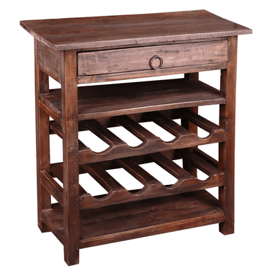 Sunset Trading Rustic Cottage Wine Server With Drawer In Raftwood Brown