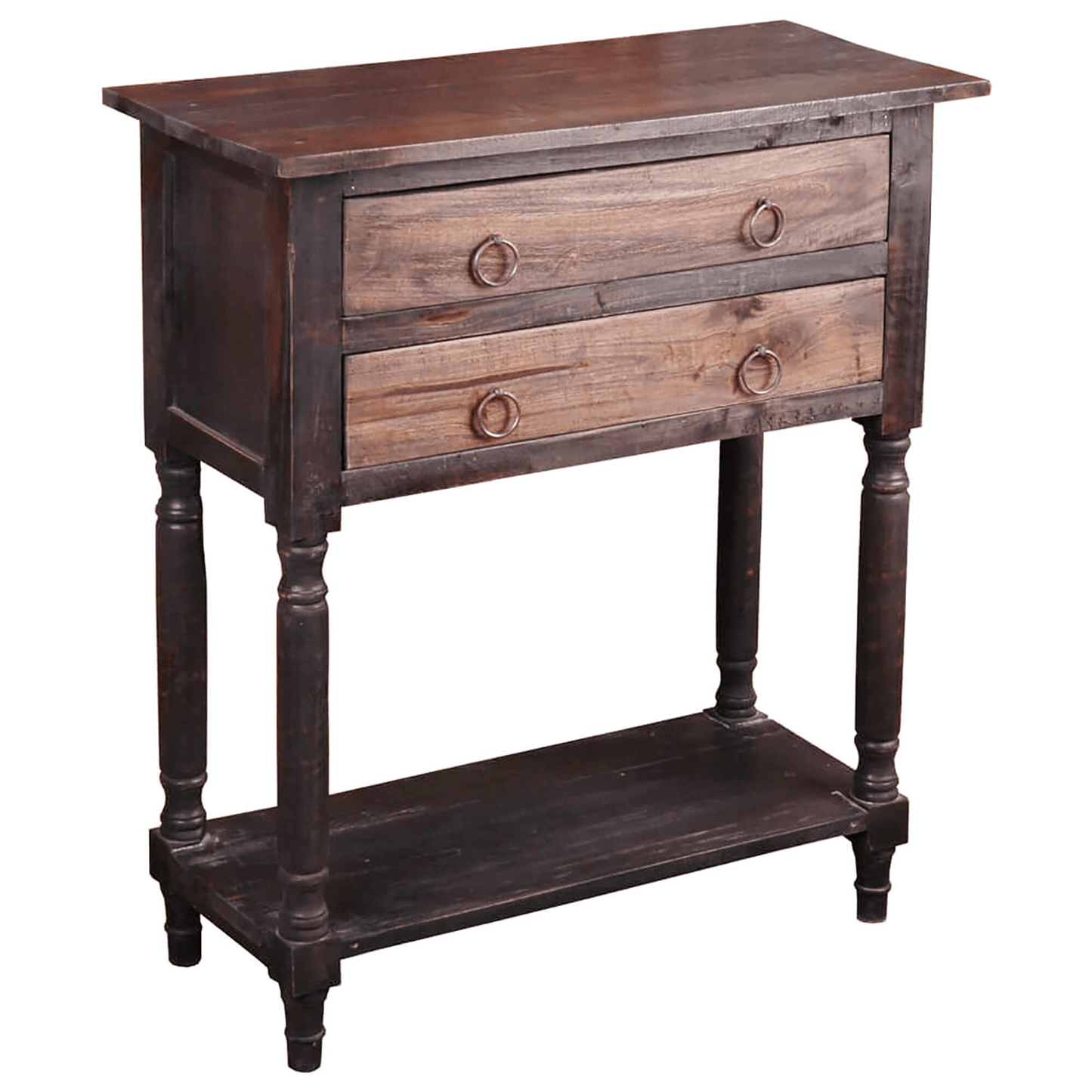 Sunset Trading Cottage Stacked Drawer Storage Table In Distressed Black/Raftwood Brown