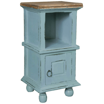 Sunset Trading Cottage Coastal End Table In Two Tone Beach Blue/Savage Brown