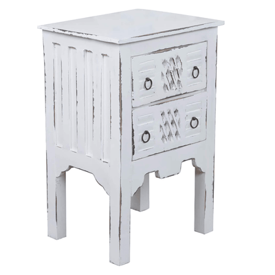 Sunset Trading Distressed White Mahogany Cottage End Table