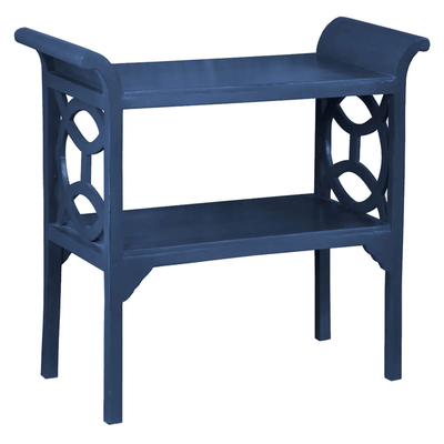 Navy Blue Solid Wood Cottage Accent Table Console With Two-Tier Storage
