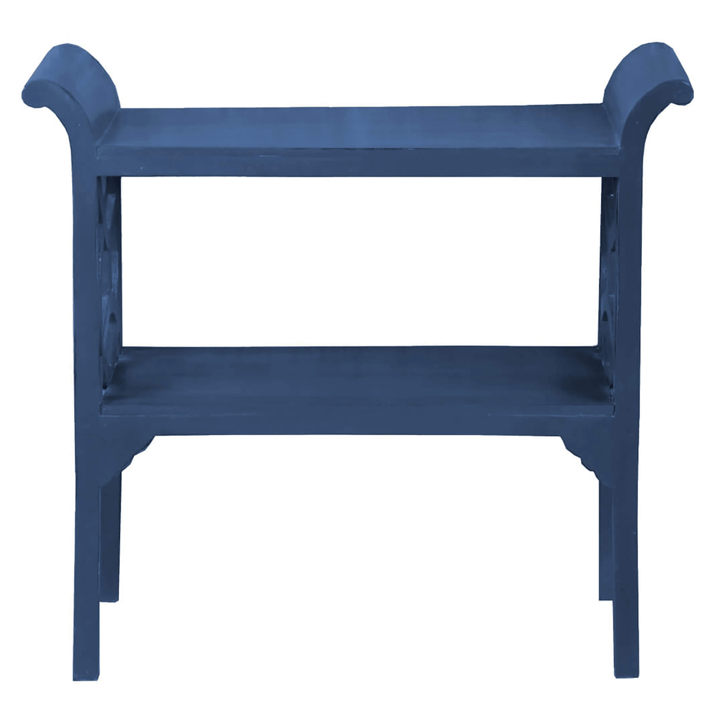 Navy Blue Solid Wood Cottage Accent Table Console With Two-Tier Storage