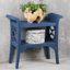 Navy Blue Solid Wood Cottage Accent Table Console With Two-Tier Storage