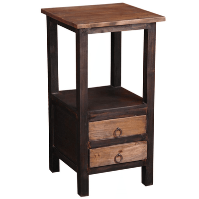 Sunset Trading Distressed Black And Raftwood Brown Two Drawer End Table