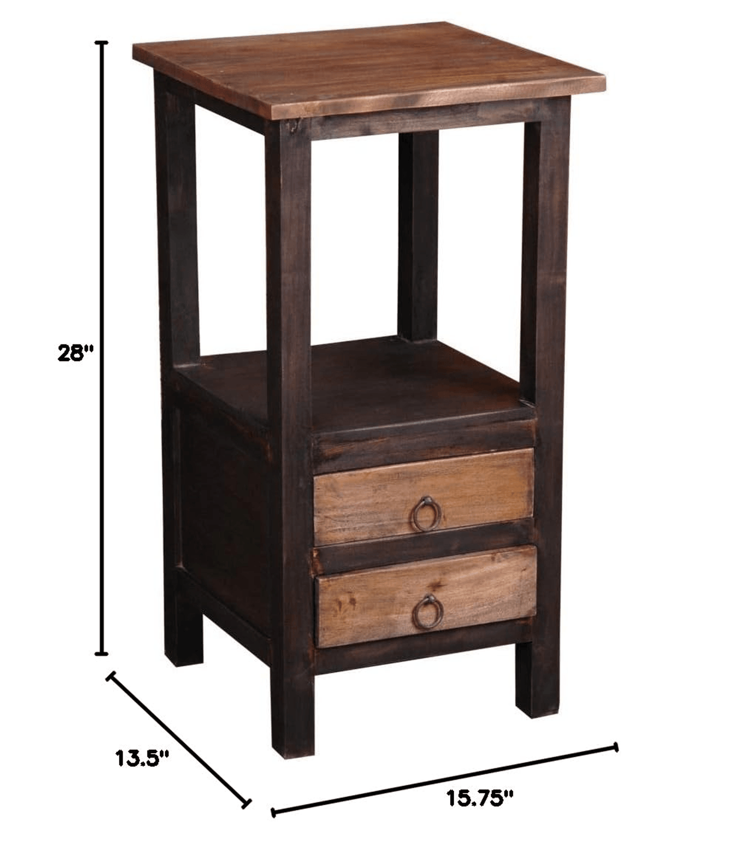 Sunset Trading Distressed Black And Raftwood Brown Two Drawer End Table