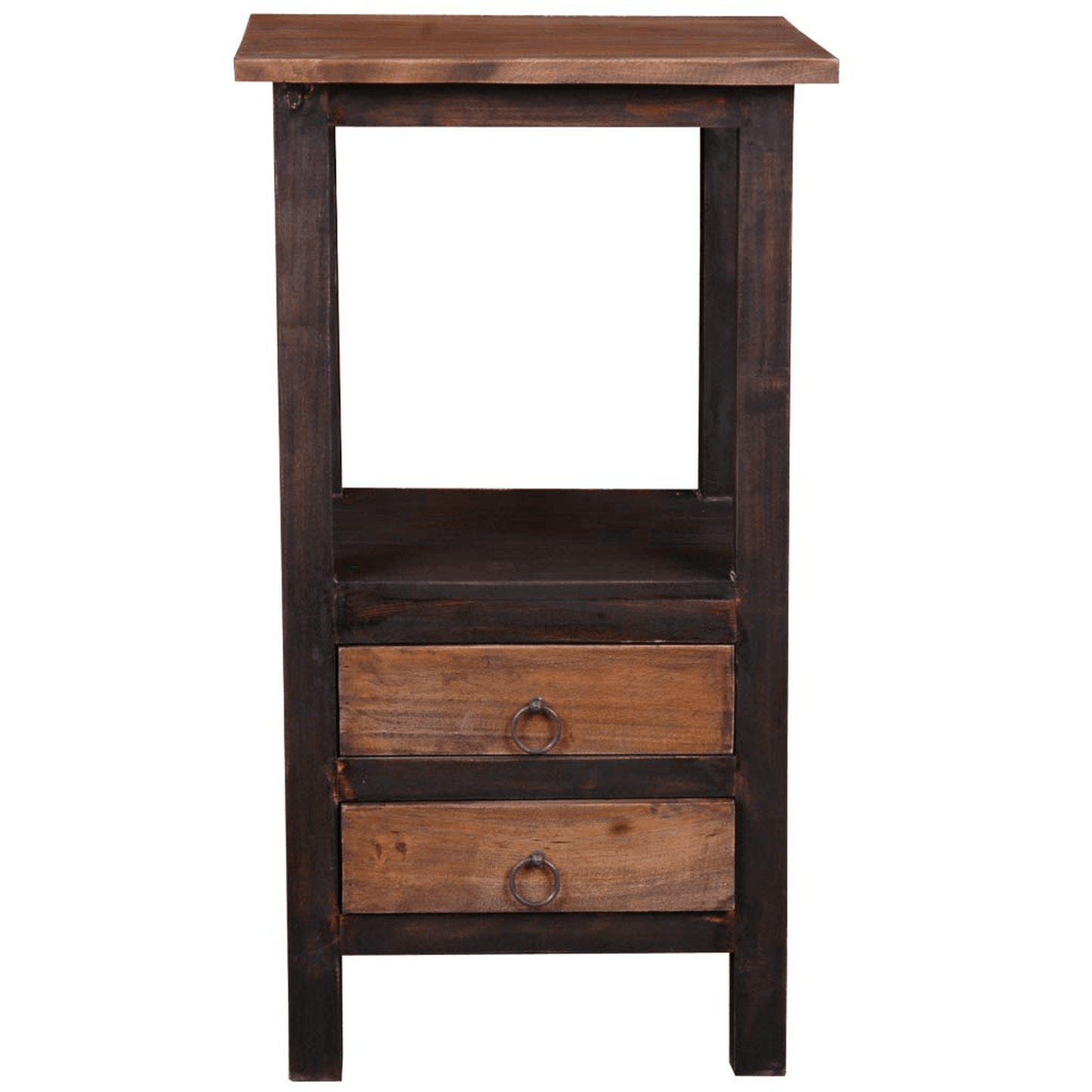Sunset Trading Distressed Black And Raftwood Brown Two Drawer End Table