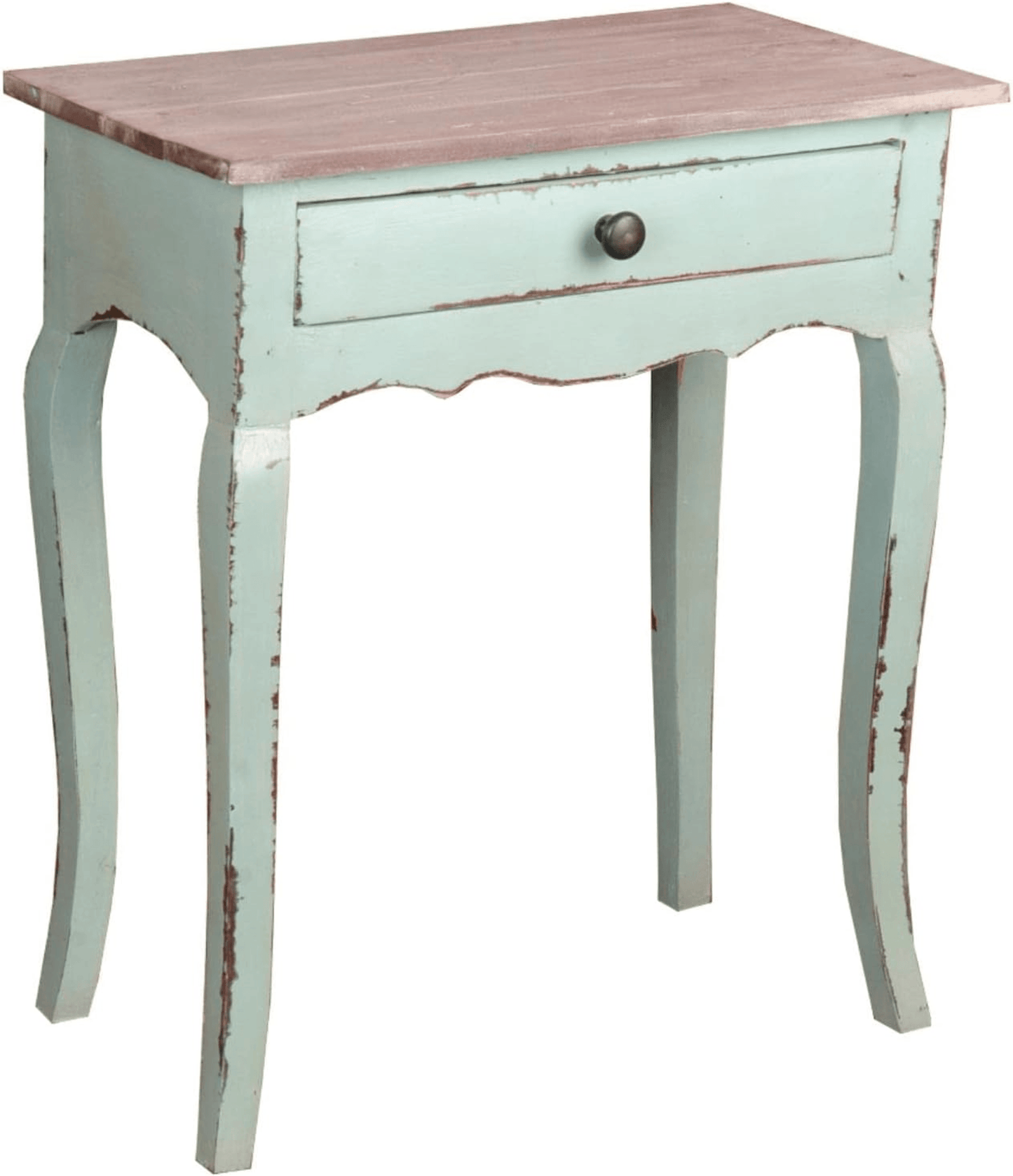 Cottage Table In Bahama Blue And Natural Limewash Wood