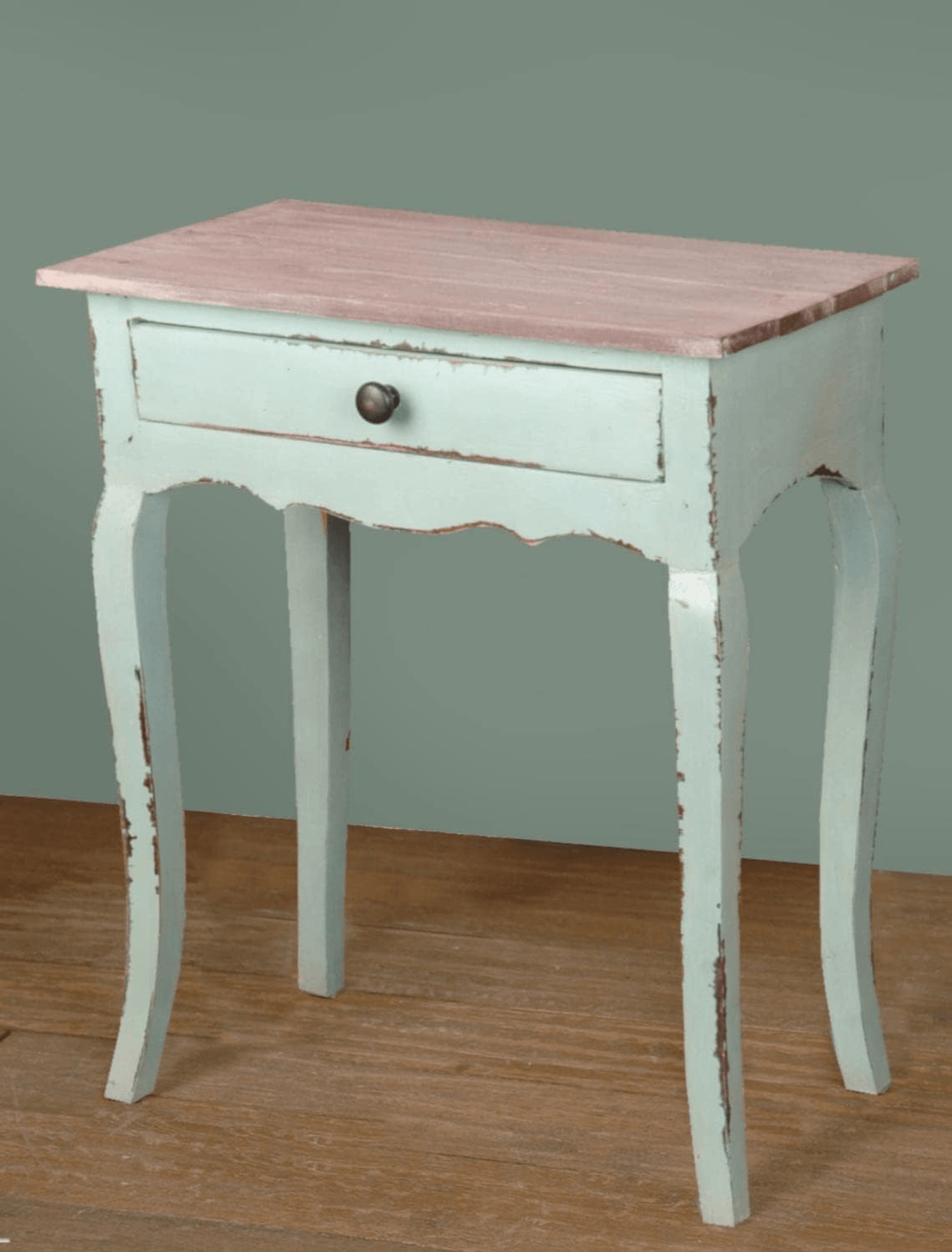 Cottage Table In Bahama Blue And Natural Limewash Wood